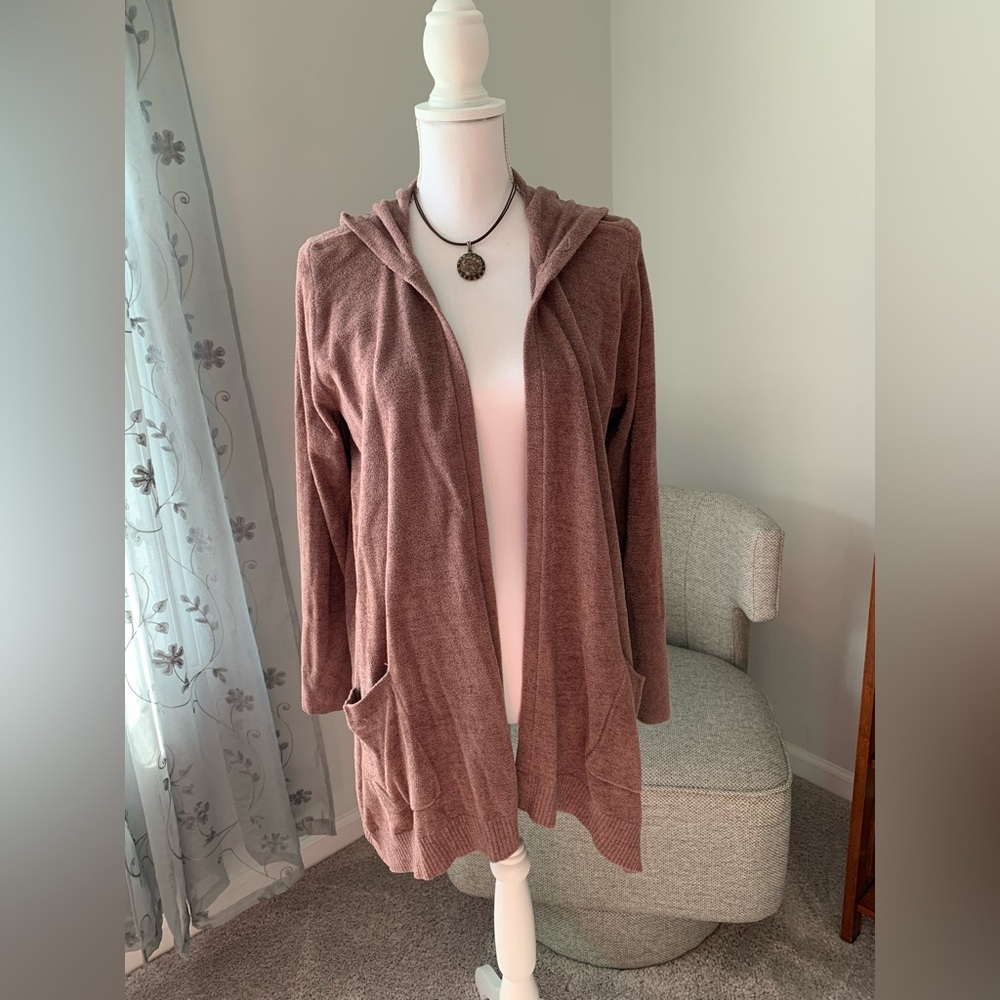 Barefoot Dreams Tan Open-Front Cardigan